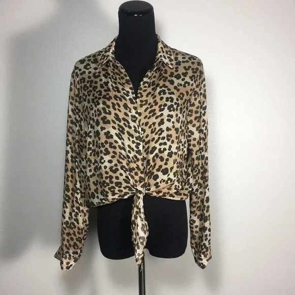 New Bella Dahl‎ Leopard Front tie shirt - Picture 2 of 8